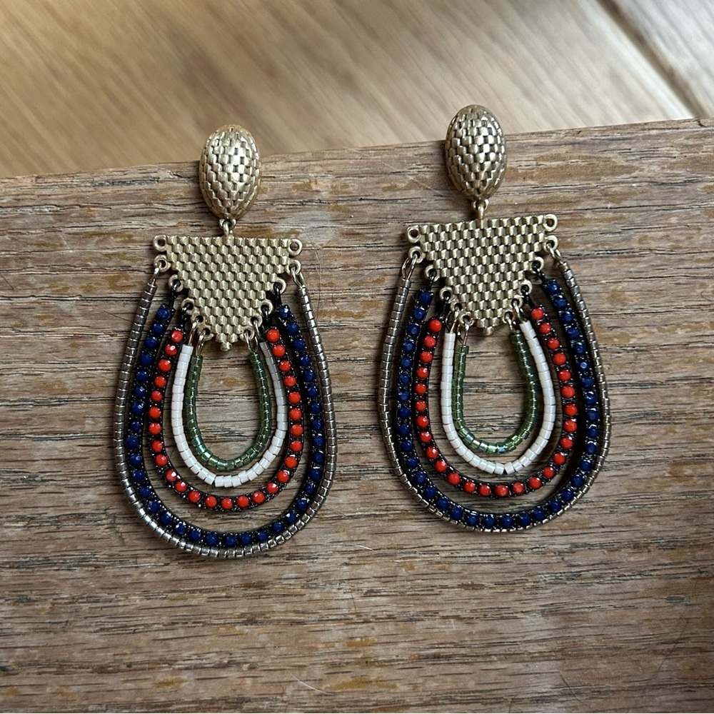 Stella & Dot Beaded Brass Earrings